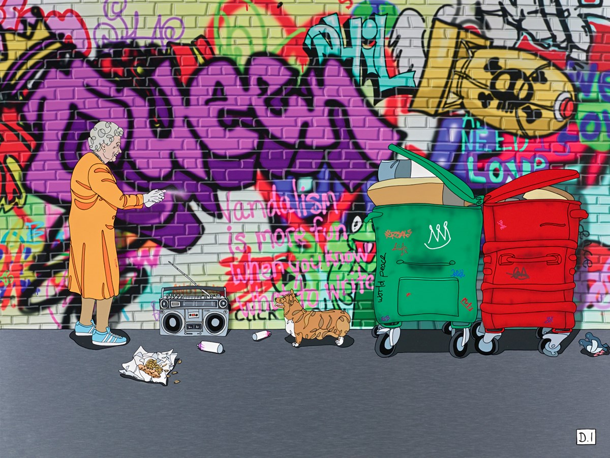 Graffiti Queen and a Corgi by Dylan Izaak