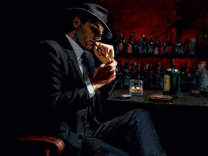 Man Lighting Cigarette III by Fabian Perez