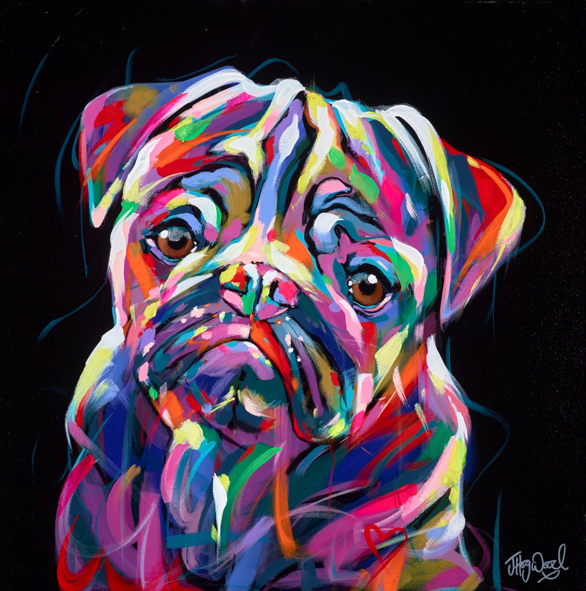 Multicolour Pug by Jennifer Hogwood