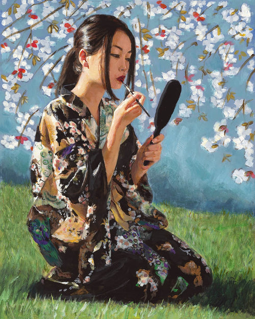 Geisha with White Flowers II by Fabian Perez